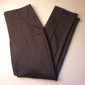Chico's Pants Size 10 Mid Rise Slim Leg Black Grey Houndstooth Business Casual